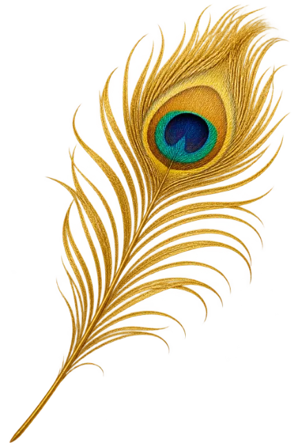 Golden Peacock Feather with Eye Motif