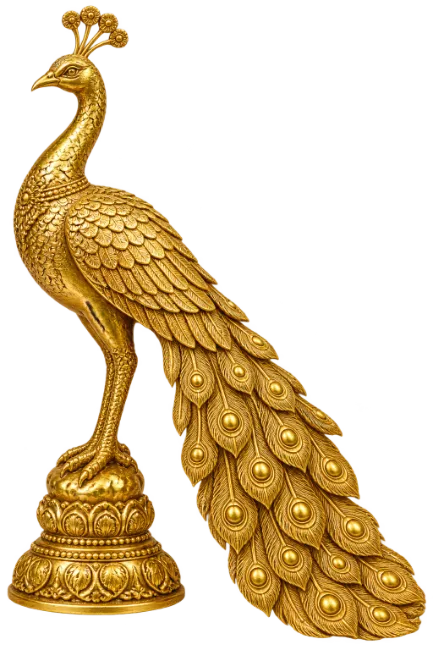 Golden Peacock Statue