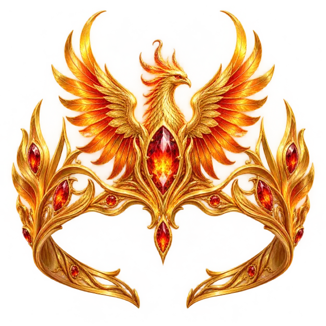 Golden Phoenix Crown with Red Gems