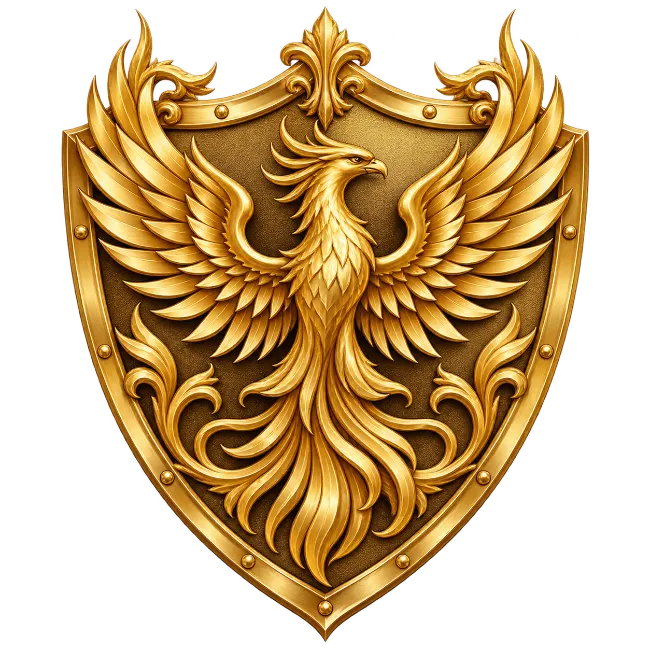 Golden Phoenix Shield Emblem