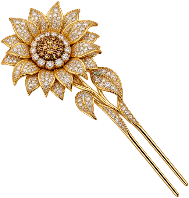 Golden Sunflower Diamond Hair Pin