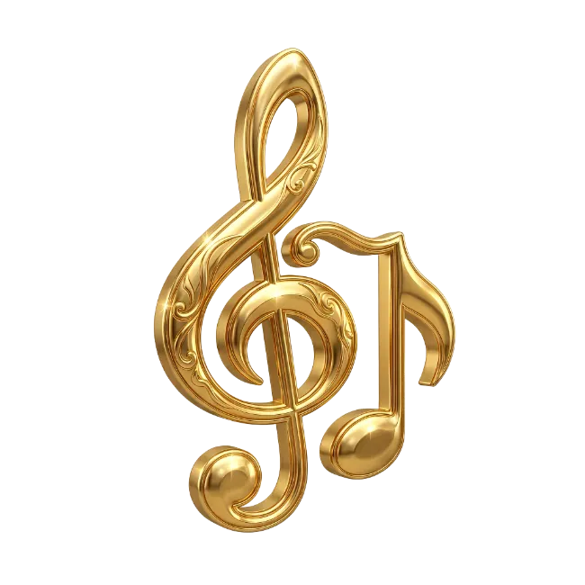 Golden Treble Clef and Music Notes Symbol