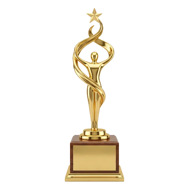 Golden Trophy Award with Star and Figure