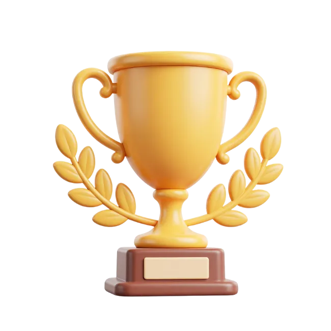Golden Trophy Cup with Laurel Wreath 3D Icon