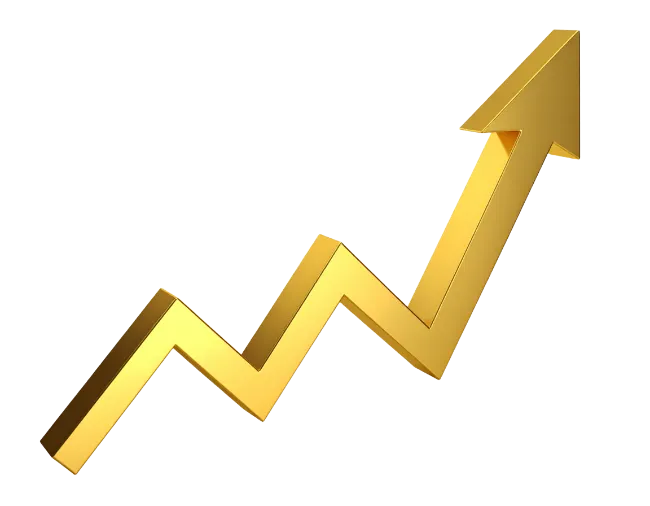 Golden Upward Growth Arrow Chart