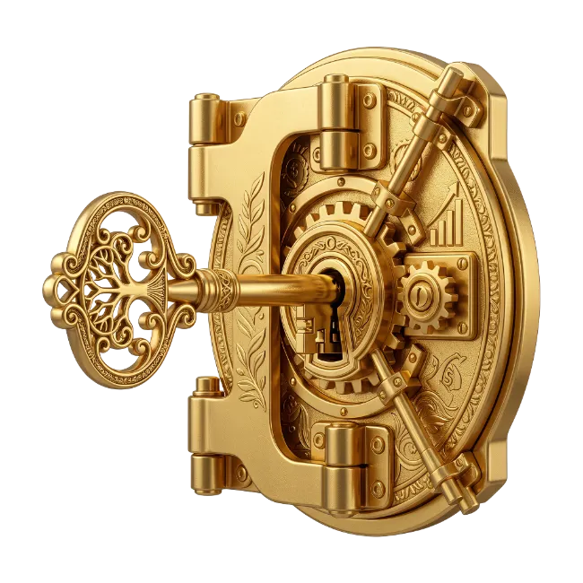 Golden Vault Door with Antique Key