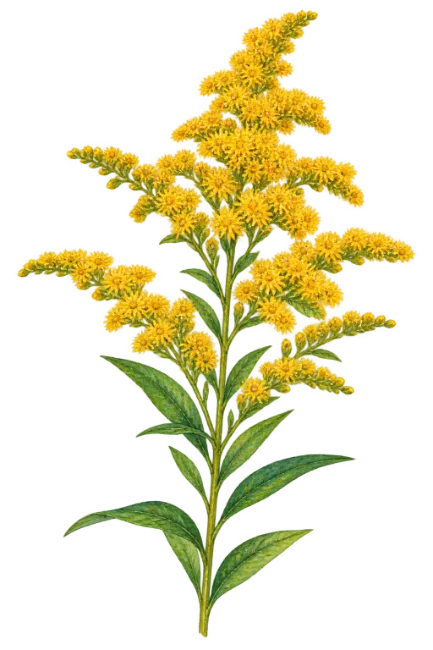 Goldenrod Plant Illustration with Yellow Blossoms