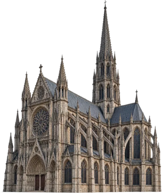 Gothic cathedral architectural exterior view