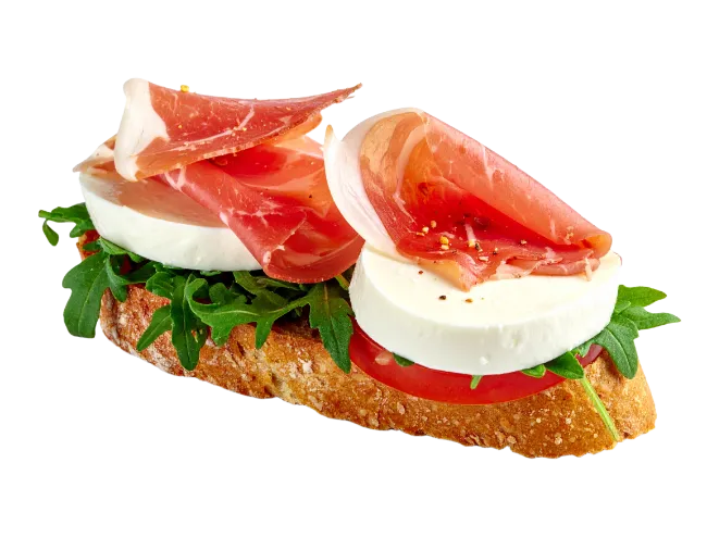 Gourmet Bruschetta with Prosciutto and Mozzarella