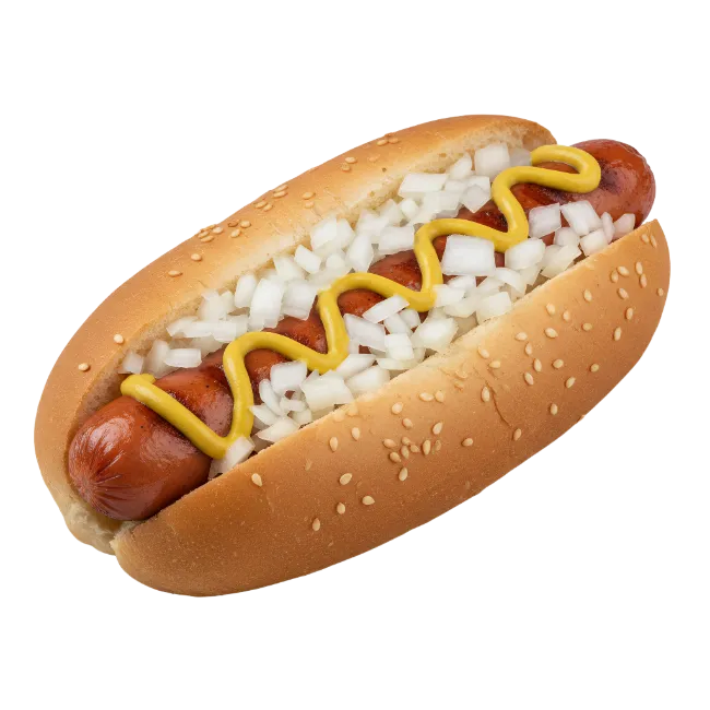 Gourmet Hot Dog with Mustard and Onions