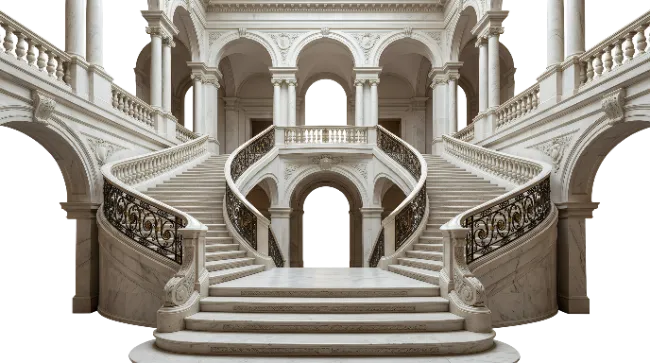Grand White Marble Double Staircase Interior