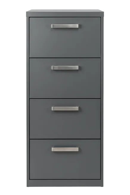 Gray Metal Filing Cabinet with Four Drawers