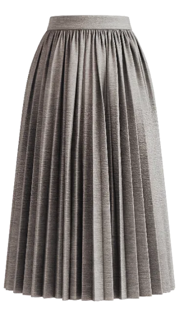 Gray Pleated Midi Skirt