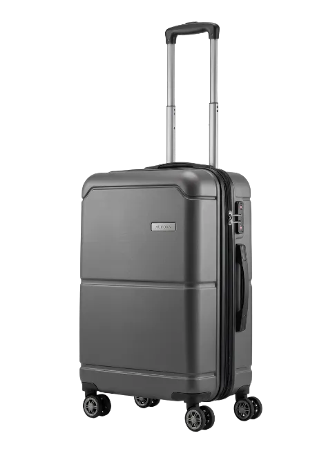 Gray Rolling Suitcase with Telescopic Handle