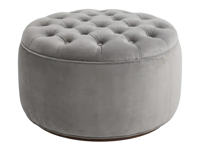 Gray Tufted Velvet Ottoman