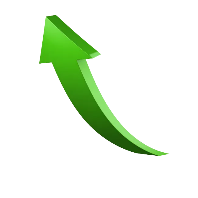 Green 3D Curved Arrow Pointing Up