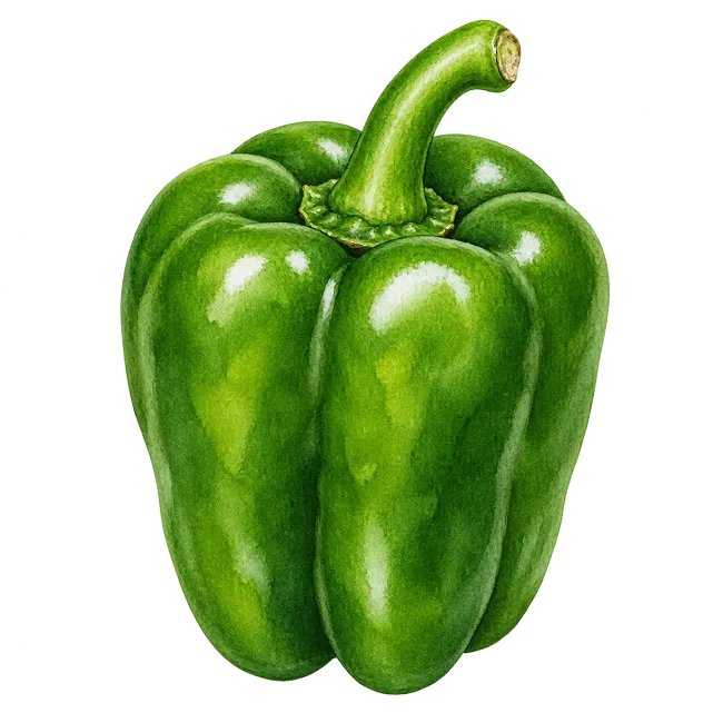 Green Bell Pepper Watercolor Illustration