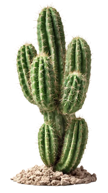 Green Cactus Plant with Pebbles