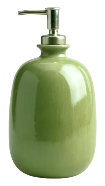 Green Ceramic Soap Dispenser Bottle