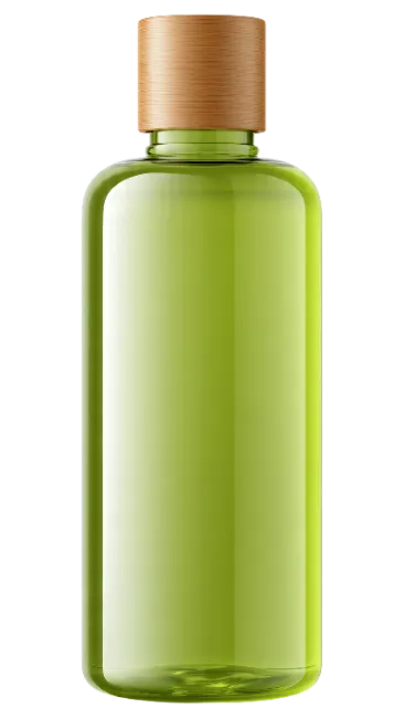 Green Cosmetic Bottle with Wooden Cap