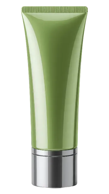 Green Cosmetic Squeeze Tube With Silver Cap