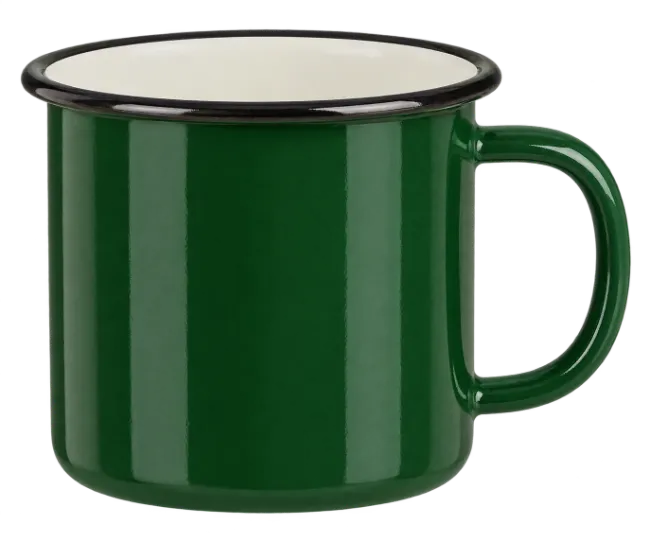 Green Enamel Mug with Black Rim