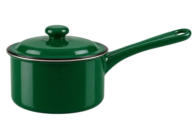 Green Enamel Saucepan With Lid