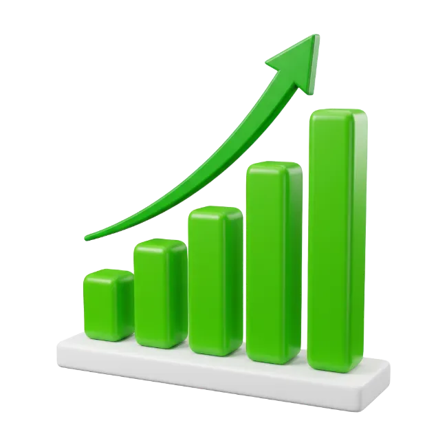 Green Growth Chart with Upward Arrow
