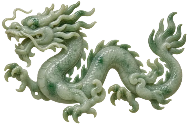 Green Jade Chinese Dragon Figurine