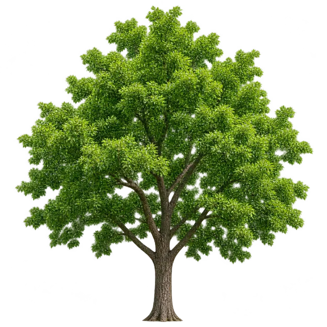 Green Leafy Tree with Detailed Branches