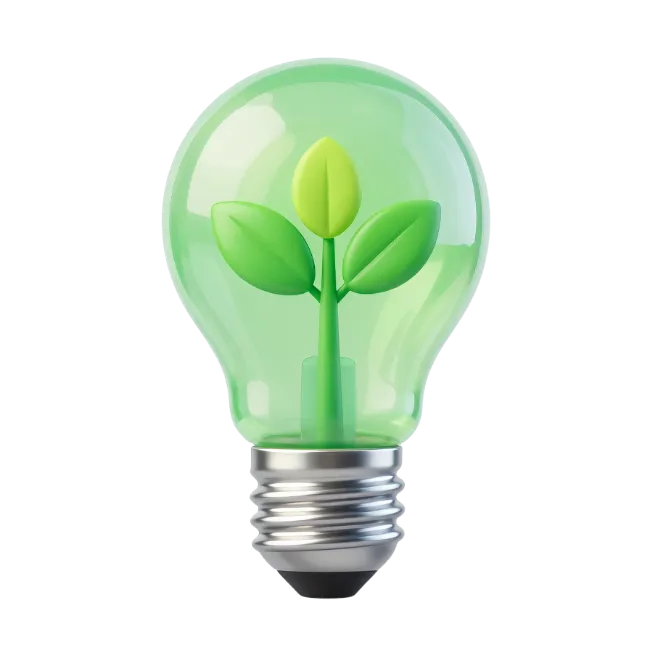 Green Light Bulb with Growing Plant