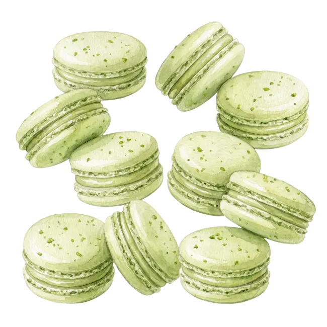 Green Macarons Watercolor Illustration