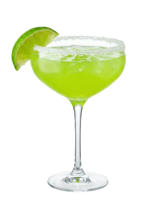 Green Margarita Cocktail with Lime and Salt Rim