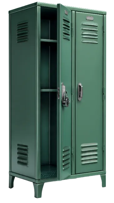 Green Metal School Locker with Padlock