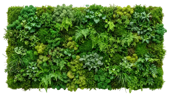 Green Moss and Plant Wall Panel