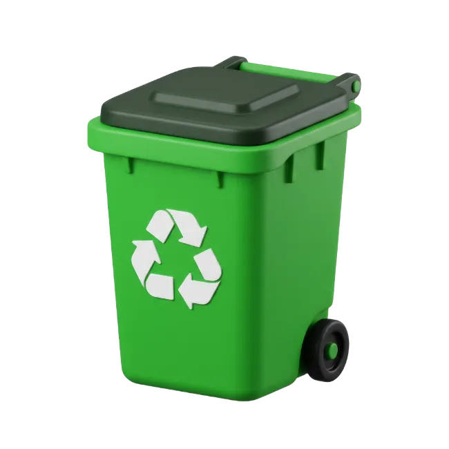 Green Recycling Bin 3D Icon