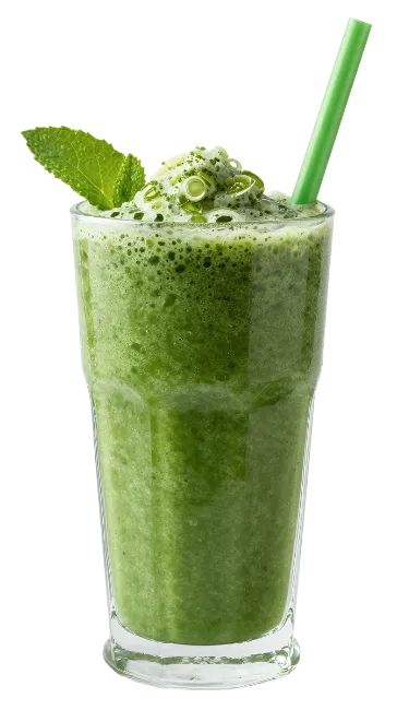 Green Smoothie in Tall Glass with Straw