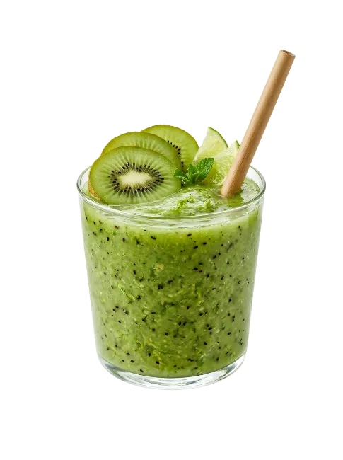 Green Smoothie with Kiwi and Lime in Glass