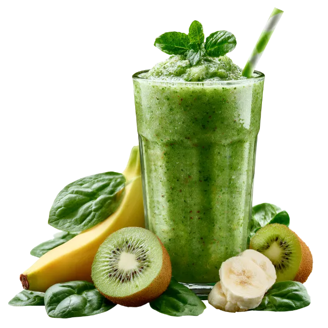 Green Smoothie with Spinach Kiwi and Banana