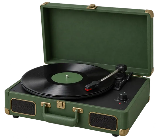 Green Suitcase Turntable Record Player