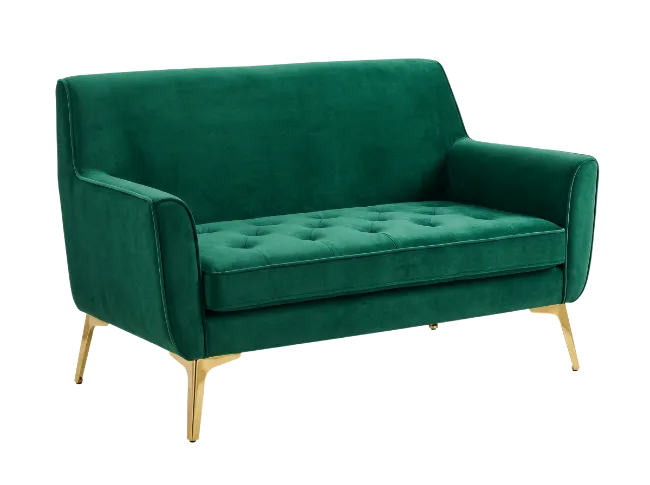 Green Velvet Loveseat with Gold Legs
