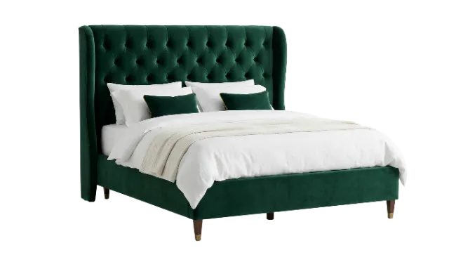 Green Velvet Tufted Bed