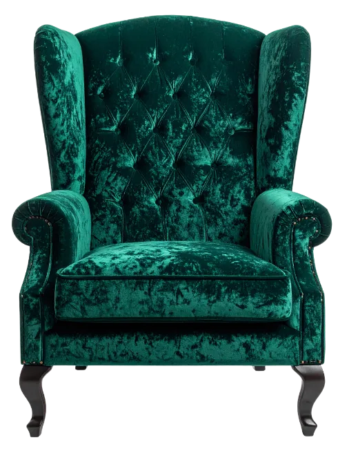 Green Velvet Wingback Armchair