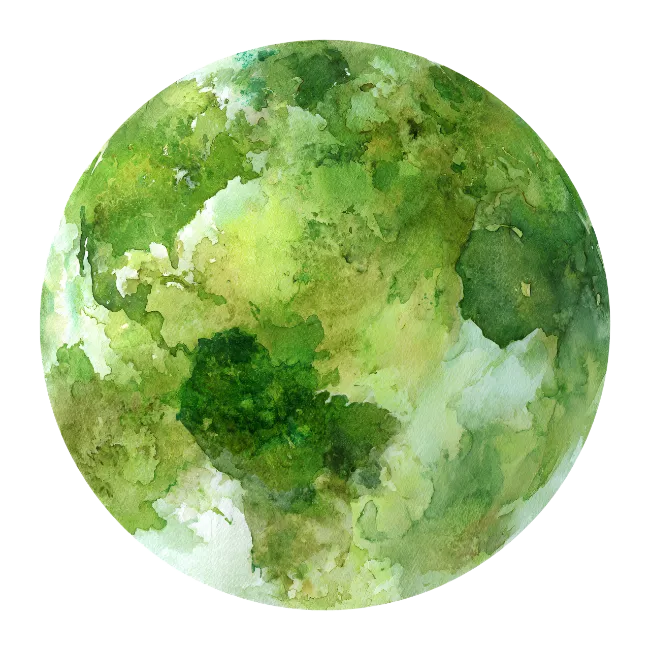 Green Watercolor Earth Globe Illustration