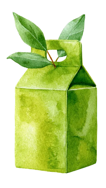 Green Watercolor Gift Box Illustration