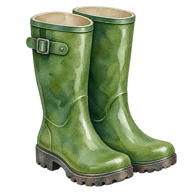 Green Watercolor Rain Boots