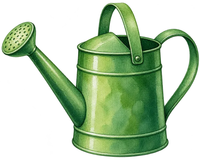 Green Watercolor Watering Can