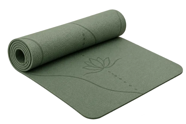 Green Yoga Mat Rolled Up