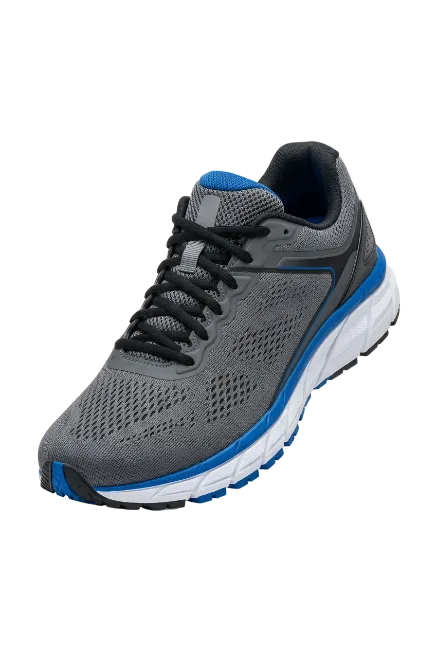Grey Athletic Running Shoe with Blue Sole
