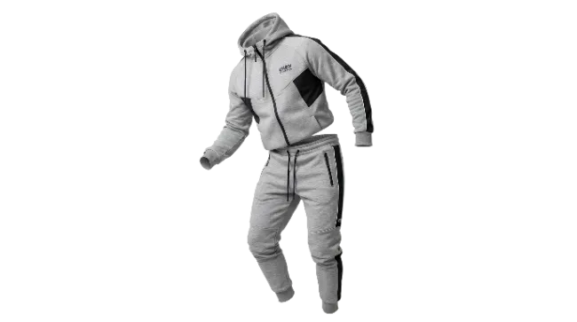 Grey Athletic Tracksuit with Black Accents
